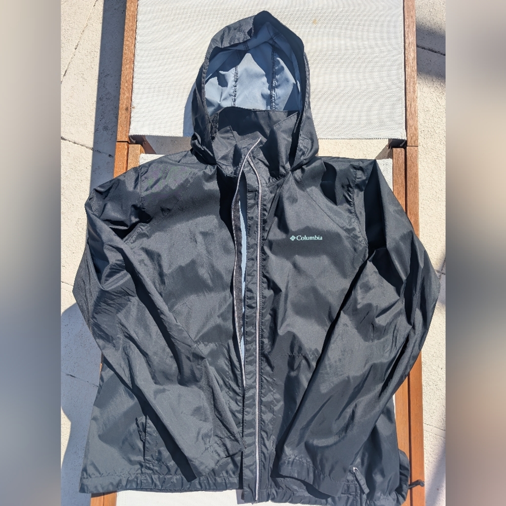 Columbia Lightweight Black Rain Jacket Women's XL